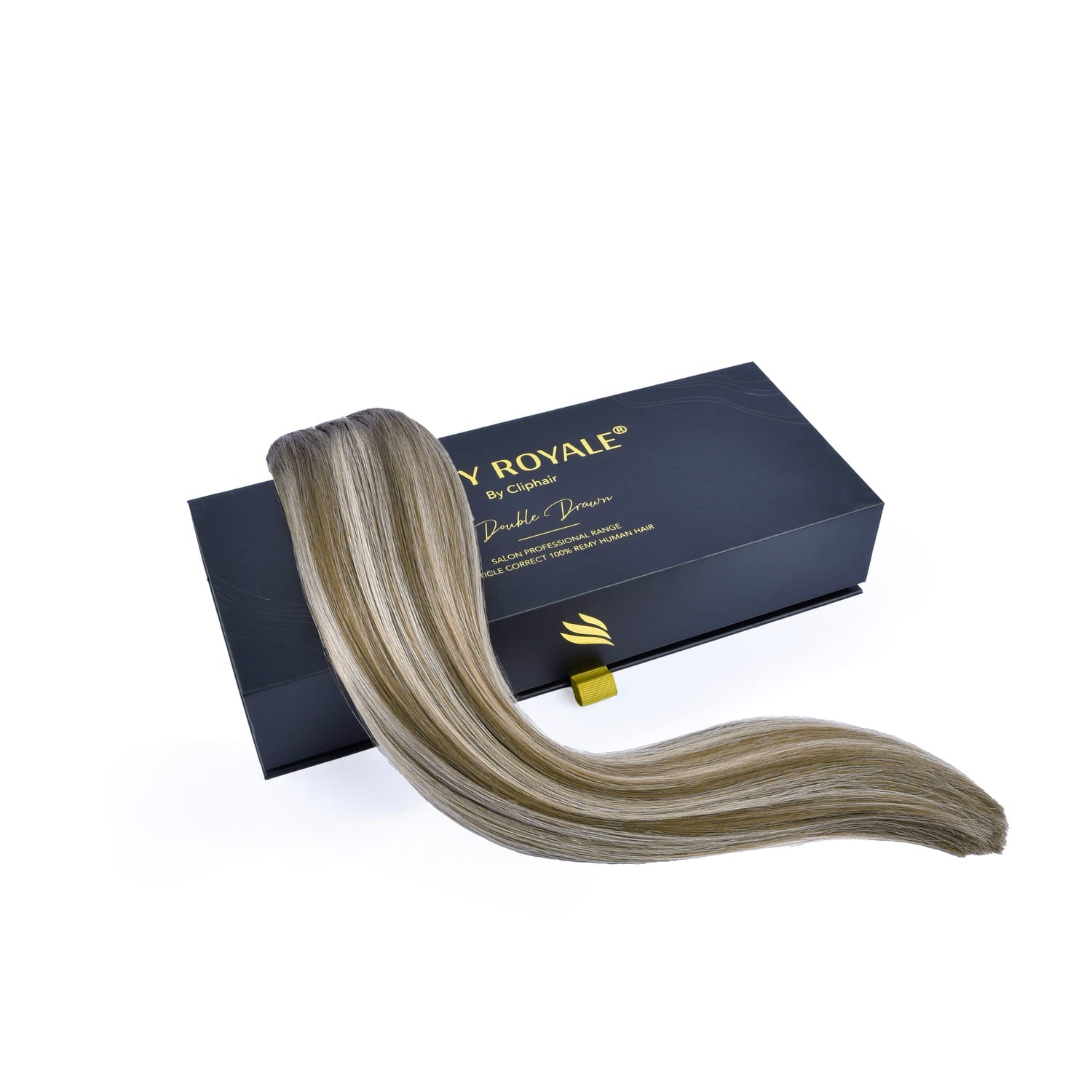 Ash Bronde Balayage Remy Royale Hair Weft Hair Extensions: extension and box