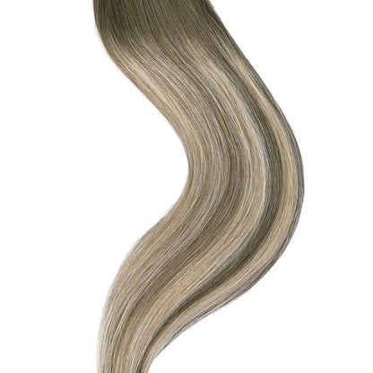 Ash Bronde Balayage Tape In Hair Extensions: extension close up