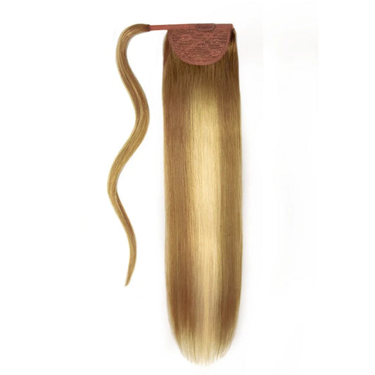 Chestnut Bronde Balayage Straight Up Wrap Around Ponytail Extension