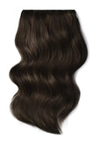 Dark Brown (#3) Double Wefted Full Head Clip In Hair Extensions