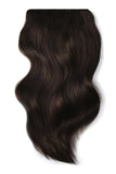 Double Wefted Full Head Remy Clip in Human Hair Extensions - Darkest Brown (#2)