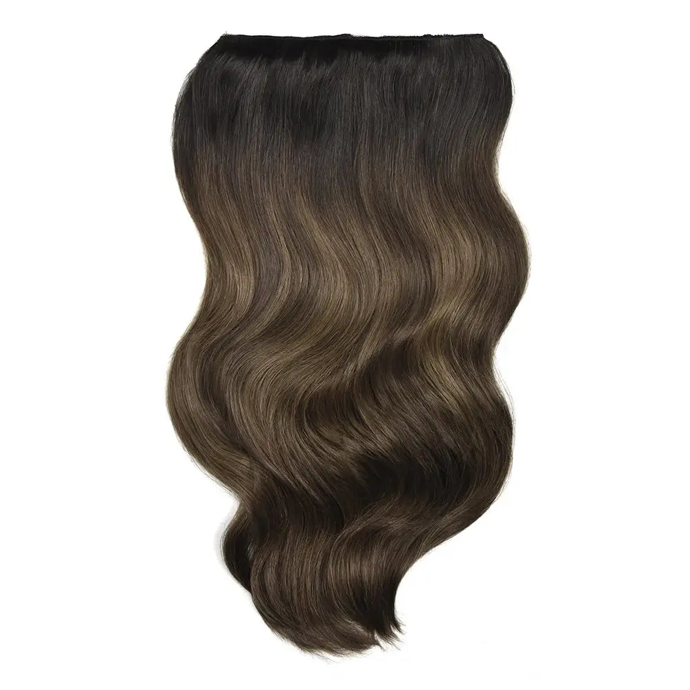 Double Wefted Full Head Espresso Melt Balayage Clip in Hair Extensions