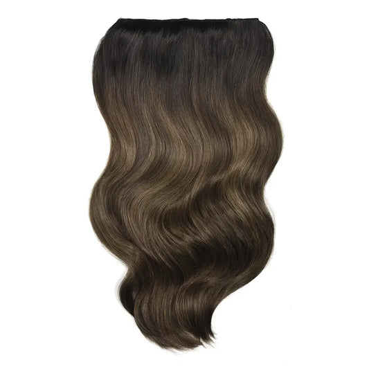 Double Wefted Full Head Espresso Melt Balayage Clip in Hair Extensions