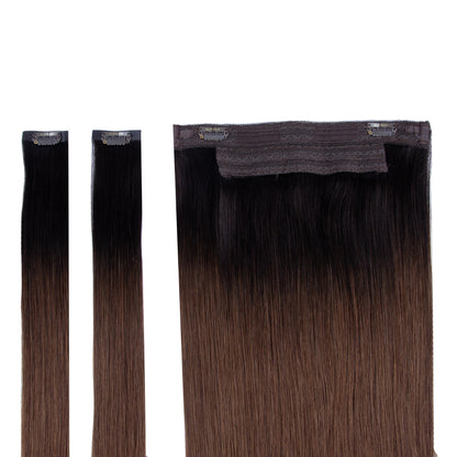 Espresso Melt Balayage Halo Hair Extensions Full Content