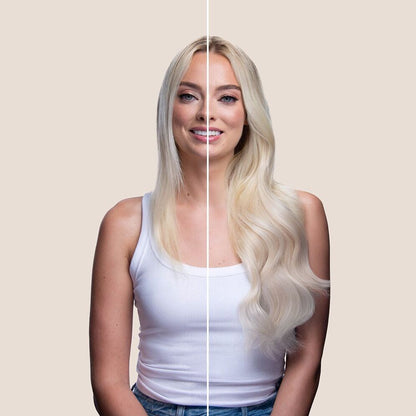 Halo hair extension before and after