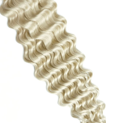 Curly Full Head Remy Clip in Human Hair Extensions - Ice Blonde