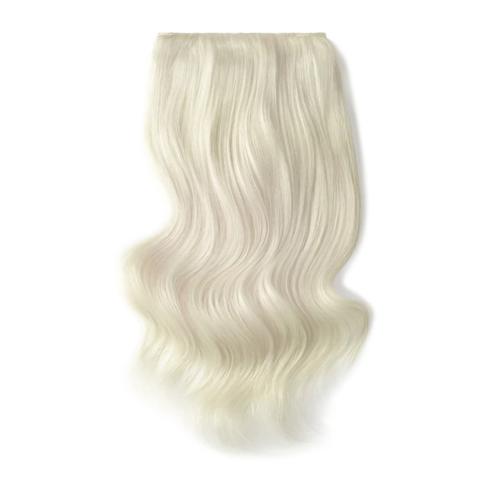 Double Wefted Full Head Remy Clip Human Hair Extensions Ice Blonde