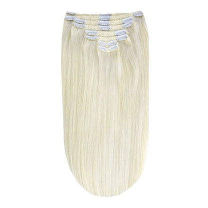 Full Head Remy Clip in Human Hair Extensions - Ice Blonde