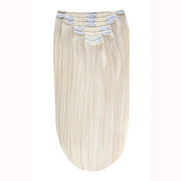 Full Head Remy Clip in Human Hair Extensions - Ice Blonde