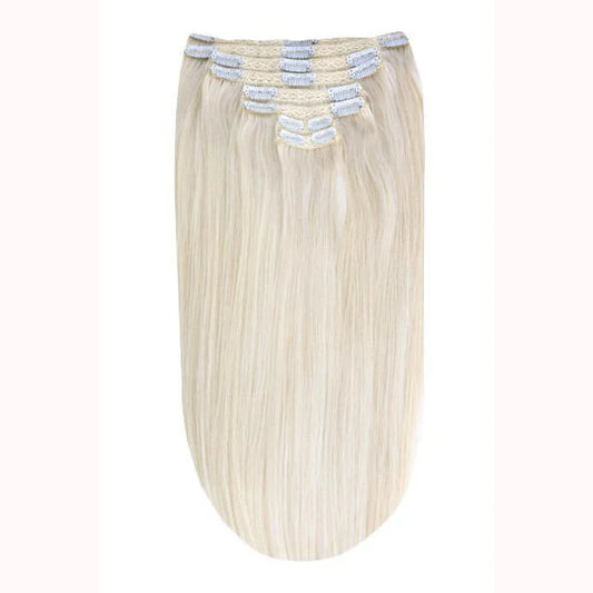 Full Head Remy Clip in Human Hair Extensions - Ice Blonde