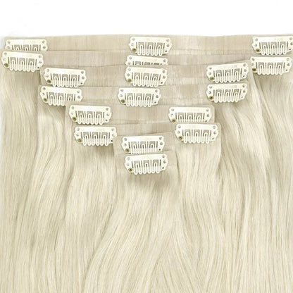 Ice Blonde Double Drawn Seamless Clip In Hair Extensions