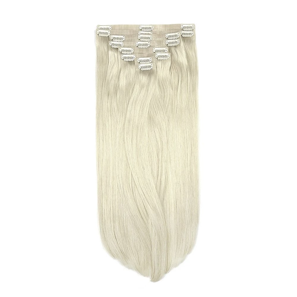 Ice Blonde Double Drawn Seamless Clip In Hair Extensions
