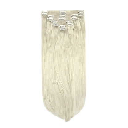 Ice Blonde Double Drawn Seamless Clip In Hair Extensions