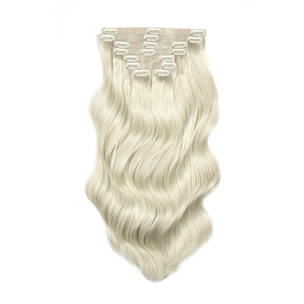 Ice Blonde Double Drawn Seamless Clip In Hair Extensions