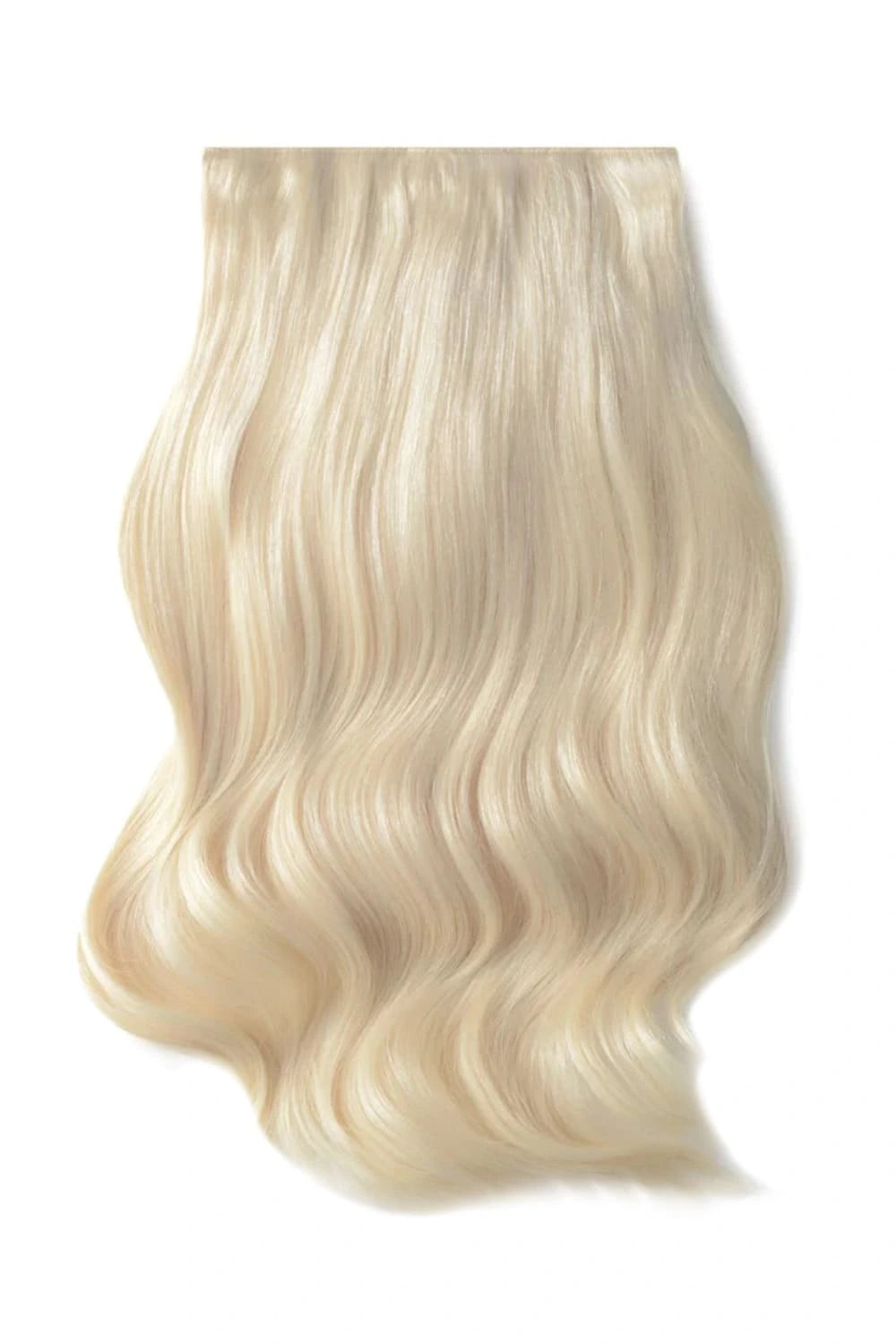 Lightest blonde double weft extensions showing texture