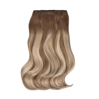 Natural Mocha Melt Double Weft Hair Extensions: full extension