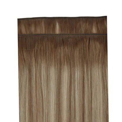 Natural Mocha Melt Remy Royale Flat Weft Hair Extensions: extension attachment method