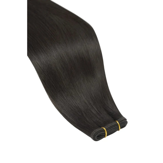 Off/Natural Black (#1B) Remy Royale Flat Weft Hair Extensions