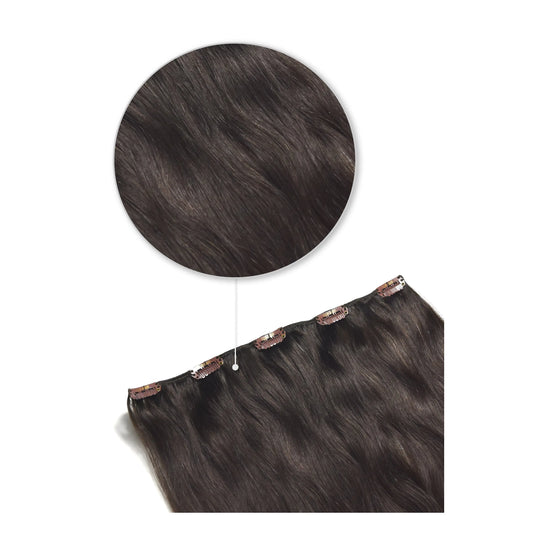 Darkest Brown (#2) One Piece Clip In Hair Extensions (Top-Up)