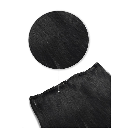 Jet Black (#1) One Piece Clip In Hair Extensions (Top-Up)