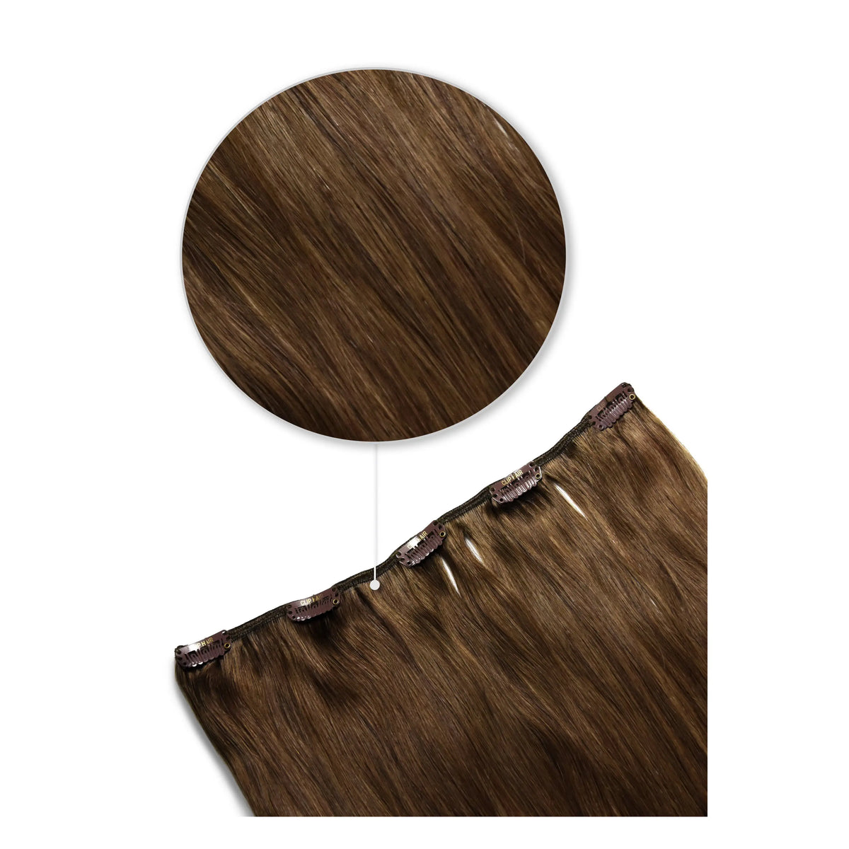 Light/Chestnut Brown (#6) One Piece Clip In Hair Extensions (Top-Up)