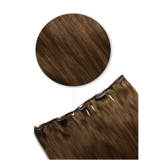Light/Chestnut Brown (#6) One Piece Clip In Hair Extensions (Top-Up)