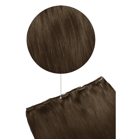 Medium Brown (#4) One Piece Clip In Hair Extensions (Top-Up)