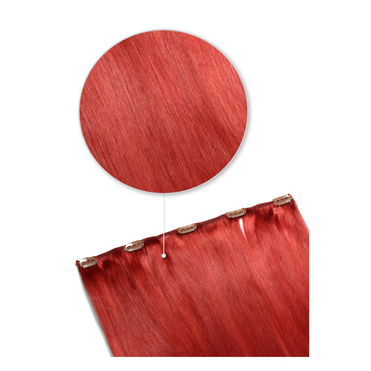 Bright Red One Piece Clip In Hair Extensions (Top-Up)