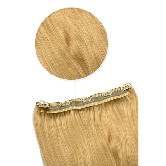 Light Golden Blonde (#16) Quad Weft Clip In One Piece Hair Extensions