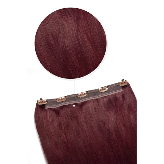 Mahogany Red (#99J) Quad Weft Clip In One Piece Hair Extensions