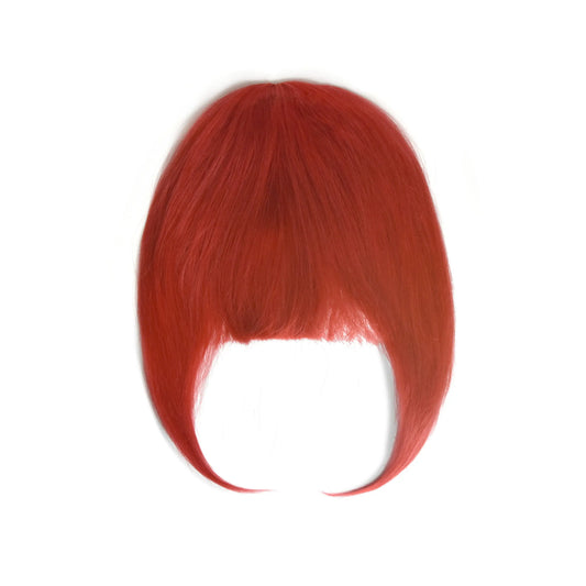 Bright Red Clip In Fringe