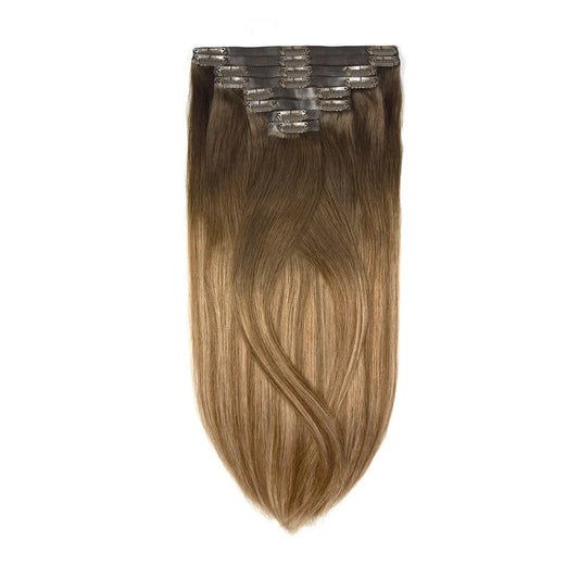 Soft Bronze Balayage Double Drawn Seamless Clip In Hair Extensions