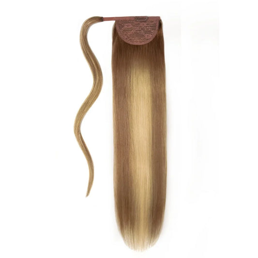 Soft Bronze Balayage Straight Up Wrap Around Ponytail Extension