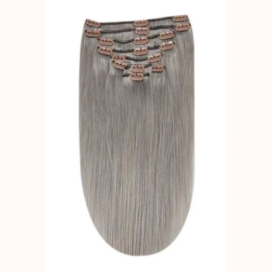 Full Head Remy Clip in Human Hair Extensions - Silver/Grey Hair (#SG)
