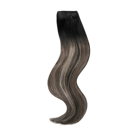 Silver Shadow Balayage Quad Weft Clip In One Piece Hair Extensions