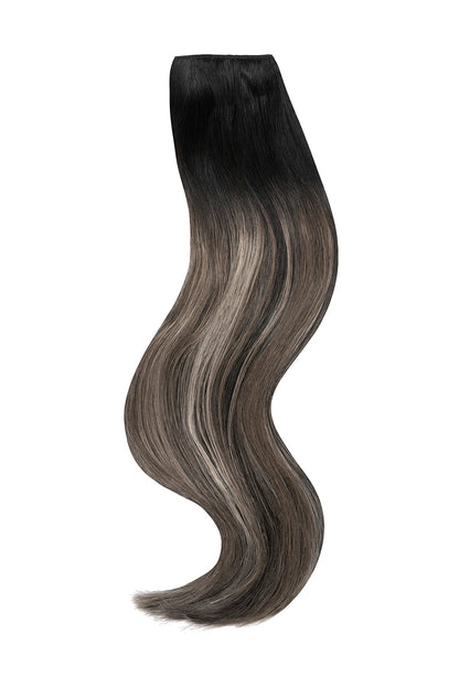 Silver shadow balayage quad weft hair extension