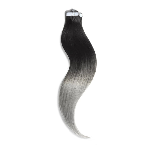 Silver Black Ombre (#T1B/SG) Tape In Hair Extensions