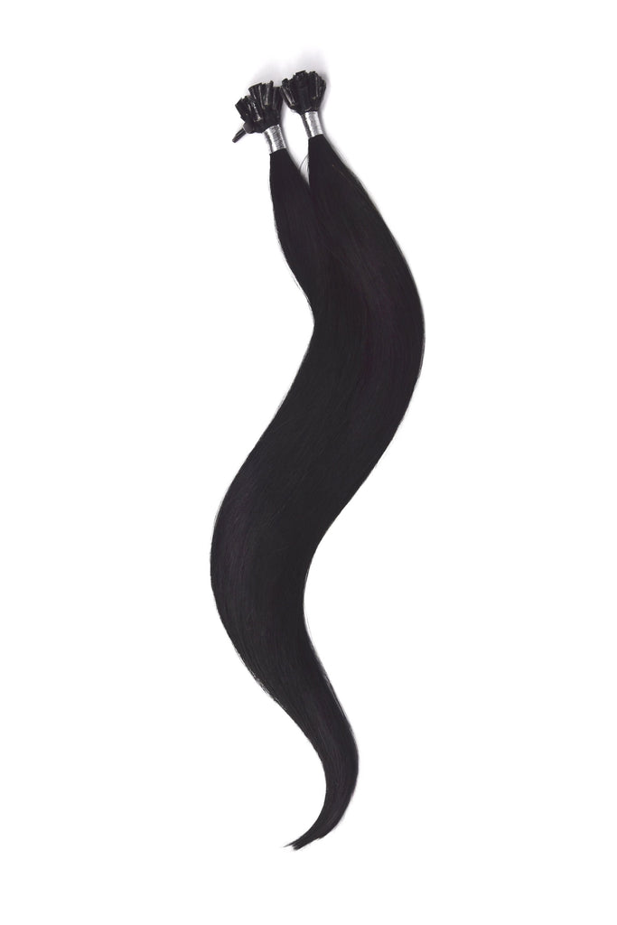 Nail Tip / U-Tip Pre-bonded Remy Human Hair Extensions - Jet Black (#1) U-TIP Straight Pre-bonded Hair Extensions cliphair 