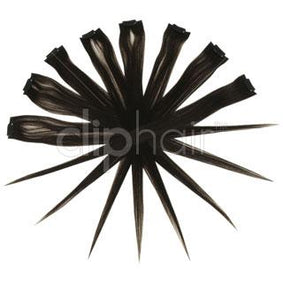 15 Inch Remy Clip in Human Hair Extensions Highlights / Streaks - Darkest Brown (#2)