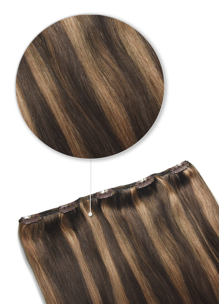 brown auburn highlights one piece hair extensions