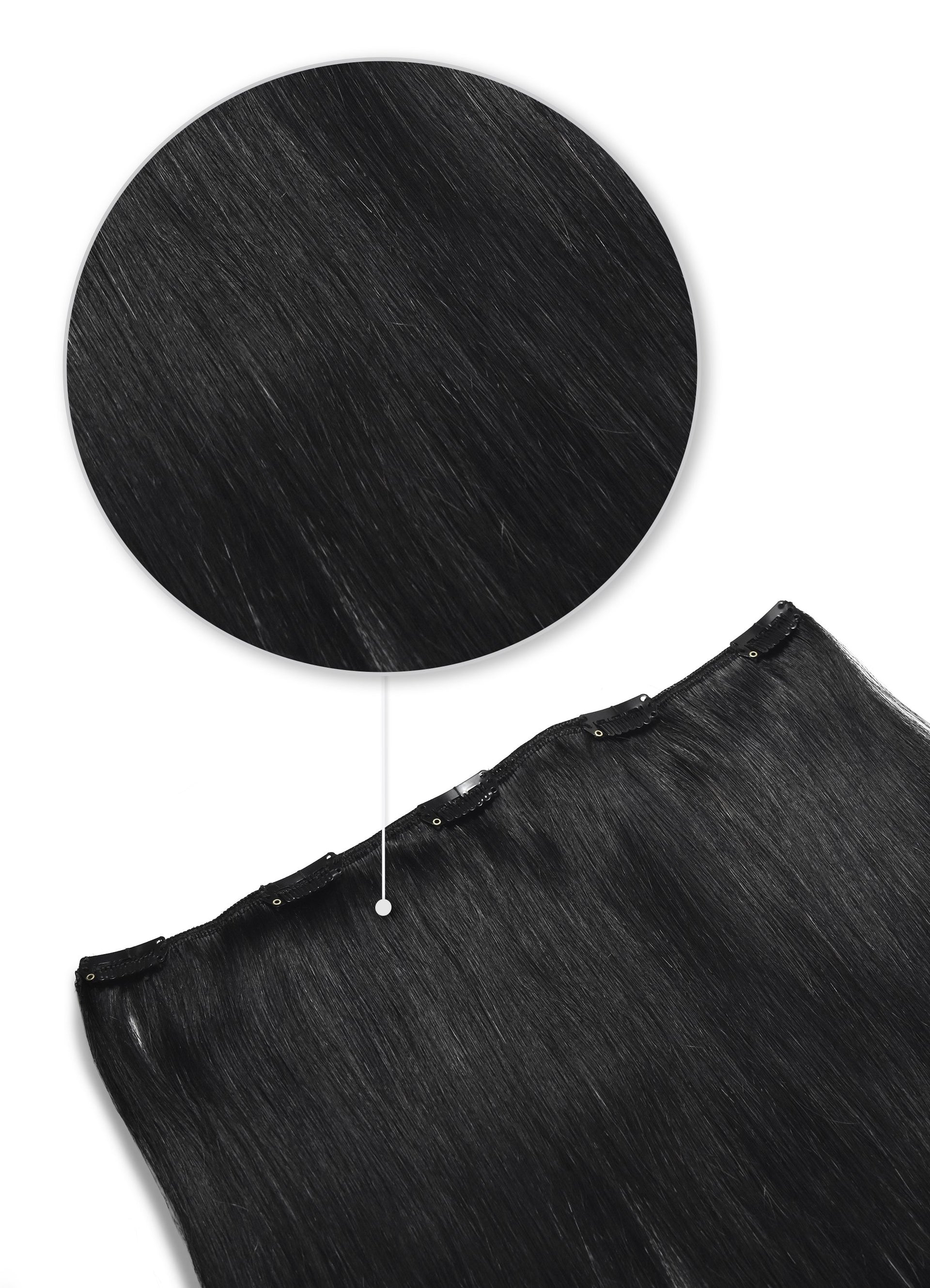 Jet Black One Piece Clip Hair Extensions