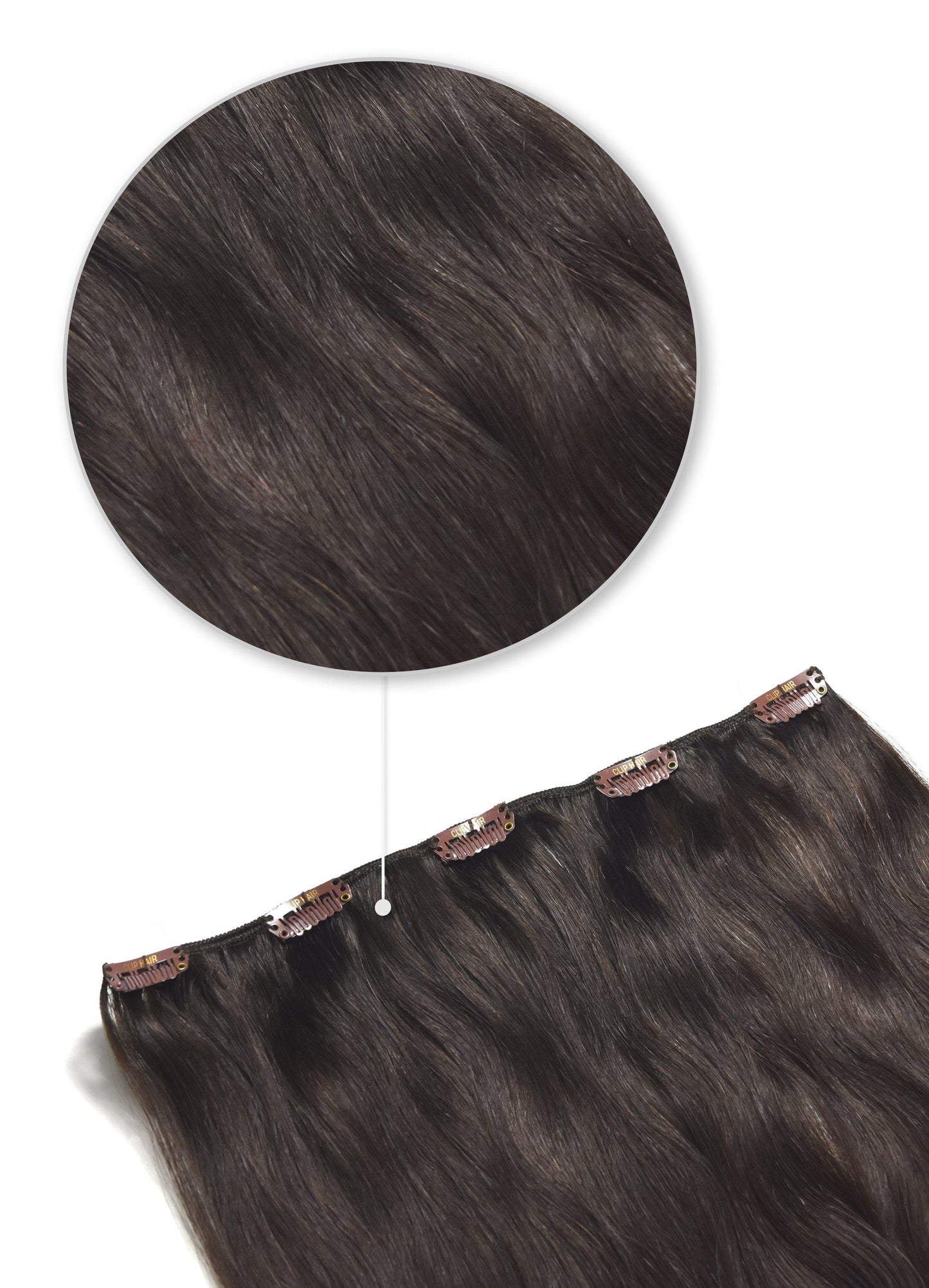 One Piece Top-up Remy Clip in Human Hair Extensions - Darkest Brown (#2) One Piece Clip In Hair Extensions cliphair 
