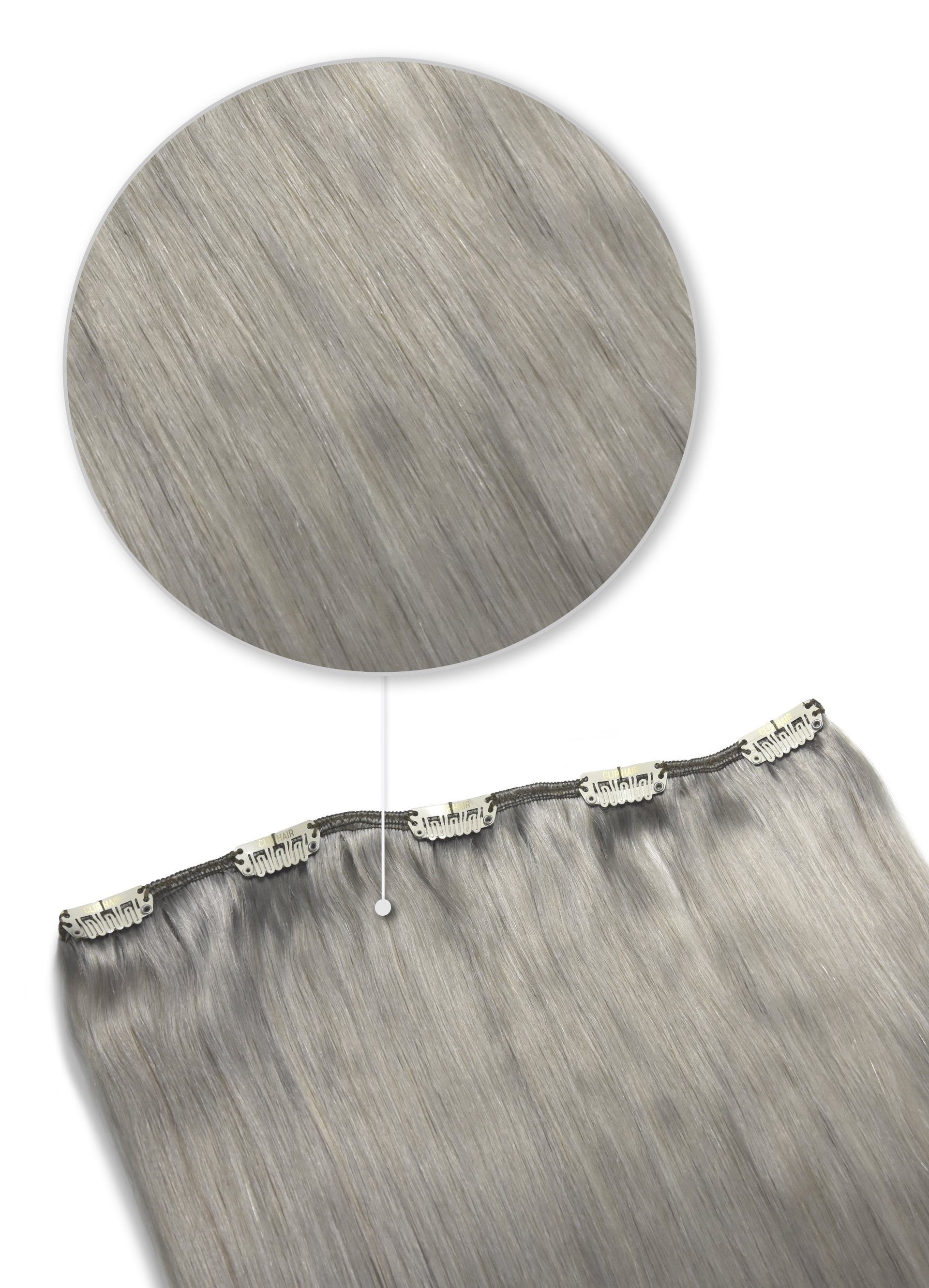 Silver Grey One Piece Clip Hair Extensions