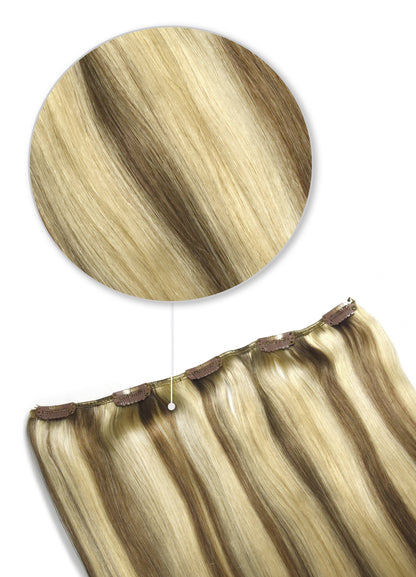 hair pieces - one piece clip in human hair extensions dark ash blonde highlights