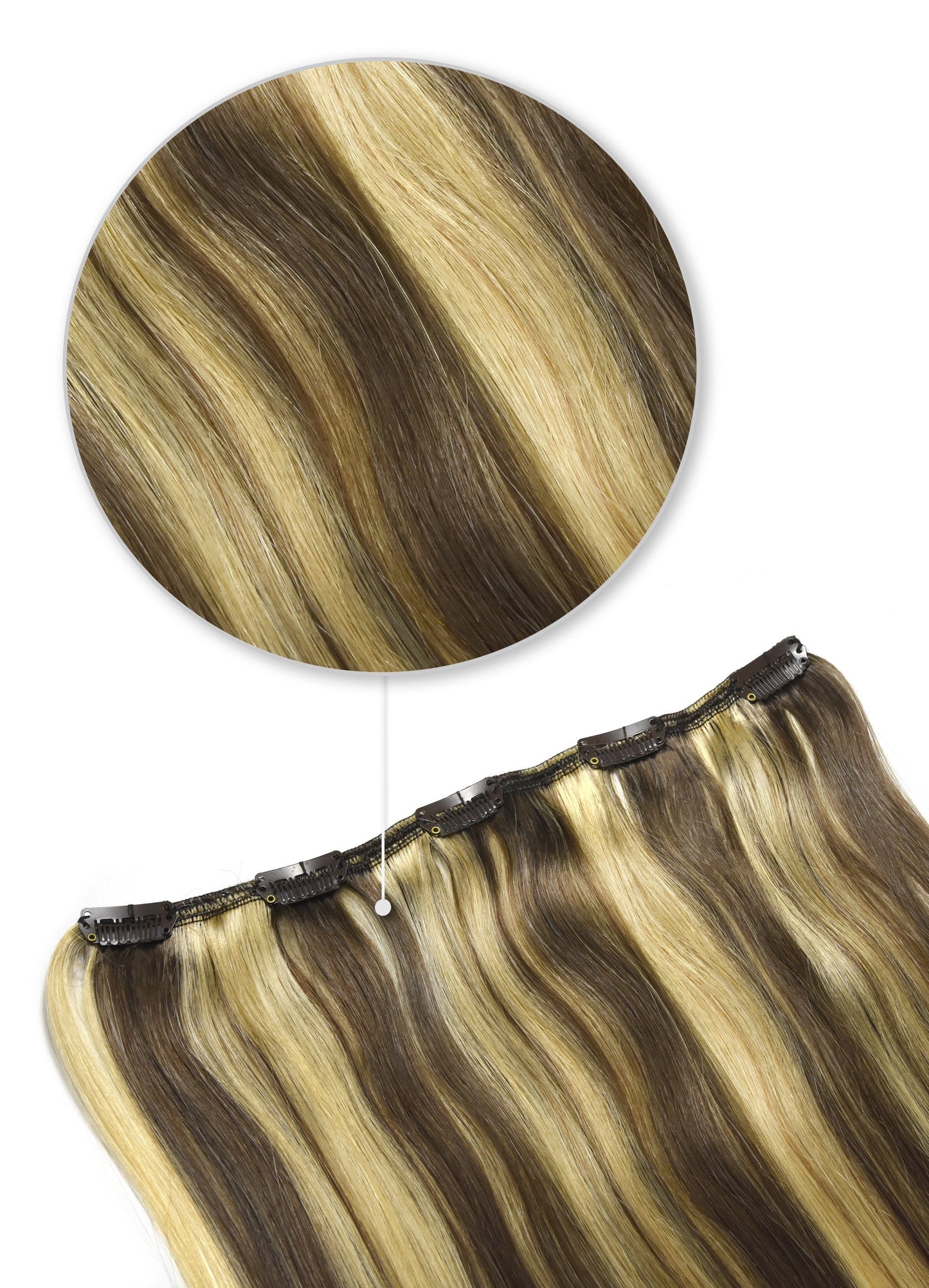 One Piece Top-up Remy Clip in Human Hair Extensions - Ash Brown/Bleach Blonde Mix (#9/613) One Piece Clip In Hair Extensions cliphair 