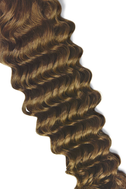 Curly Full Head Remy Clip in Human Hair Extensions - Light/Chestnut Brown (#6) Curly Clip In Hair Extensions cliphair 