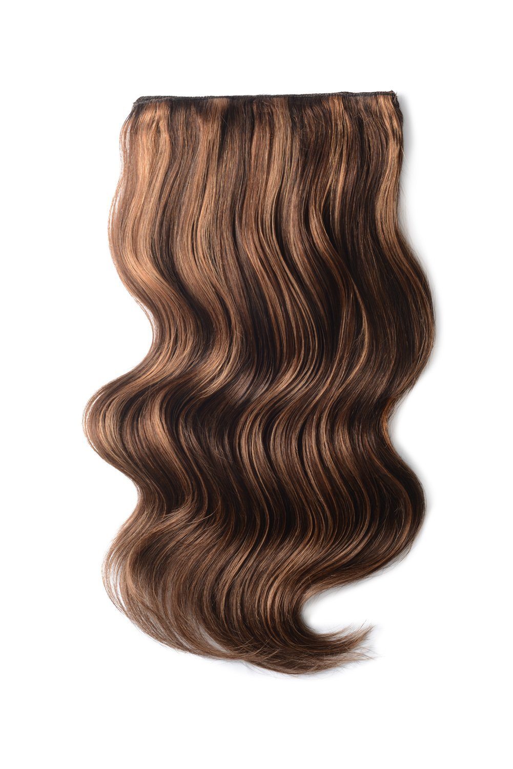 Double Wefted Full Head Remy Clip Human Hair Extensions Cinnamon Brownie