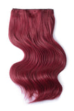Plum/Cherry Red (#530) Double Wefted Full Head Clip In Hair Extensions