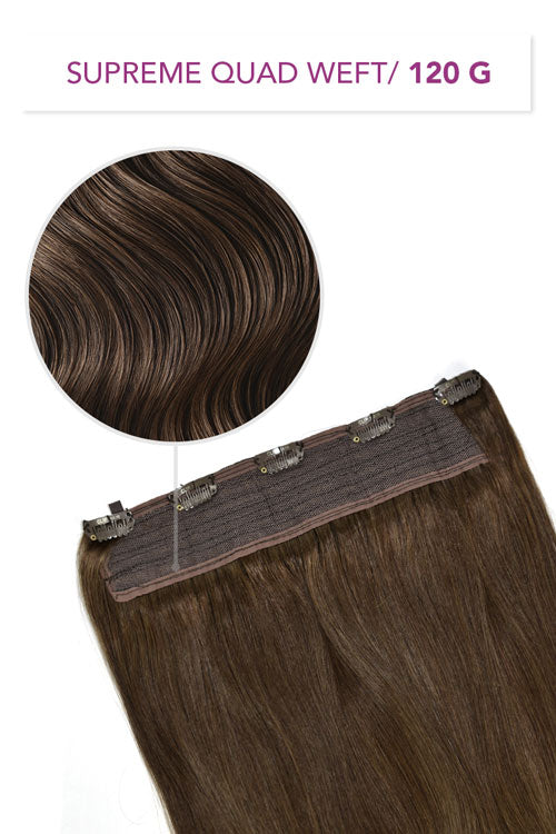 Light/Chestnut Brown (#6) Supreme Quad Weft One Piece Clip In Hair Extensions