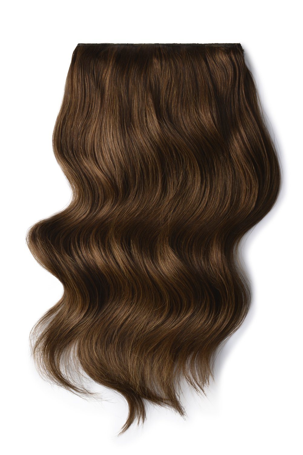 Double Wefted Full Head Remy Clip in Human Hair Extensions - Light/Chestnut Brown (#6)